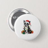 Xmas Lighting Weihnachtsmannmütze Boston Terrier D Button (Vorne & Hinten)