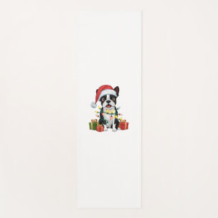 Xmas Lighting Weihnachtsmannmütze Boston Terrier D Yogamatte
