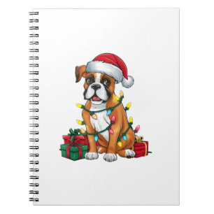 Xmas Lighting Weihnachtsmannmütze Boxer Dog Weihna Notizblock