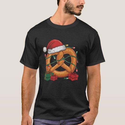 Xmas Lighting Weihnachtsmannmütze Bretzel Weihnach T-Shirt (Vorderseite)