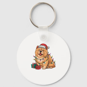 Xmas Lighting Weihnachtsmannmütze Chow Chow Dog We Schlüsselanhänger