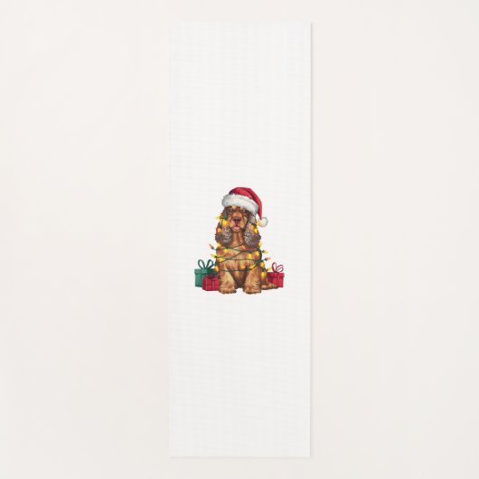 Xmas Lighting Weihnachtsmannmütze Cocker Spaniel D Yogamatte (Vorderseite)
