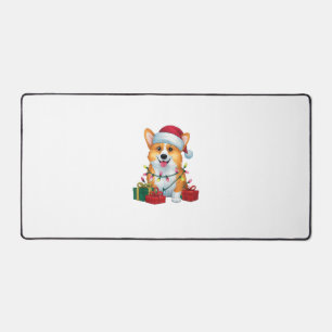 Xmas Lighting Weihnachtsmannmütze Corgi Dog Weihna Schreibtischunterlage