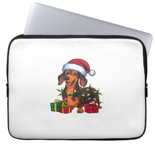 Xmas Lighting Weihnachtsmannmütze Dackel Hund Weih Laptopschutzhülle