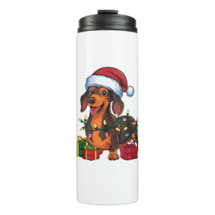 Xmas Lighting Weihnachtsmannmütze Dackel Hund Weih Thermosbecher