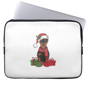 Xmas Lighting Weihnachtsmannmütze Doberman Dog Chr Laptopschutzhülle