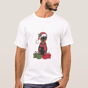 Xmas Lighting Weihnachtsmannmütze Doberman Dog Chr T-Shirt