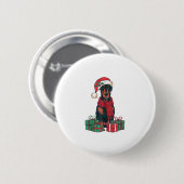 Xmas Lighting Weihnachtsmannmütze Doberman Dog Wei Button (Vorne & Hinten)