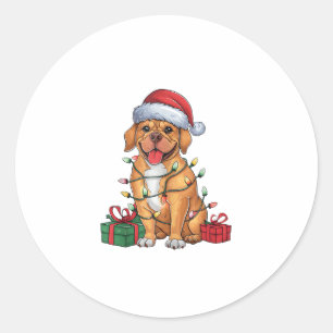 Xmas Lighting Weihnachtsmannmütze Dogue De Bordeau Runder Aufkleber