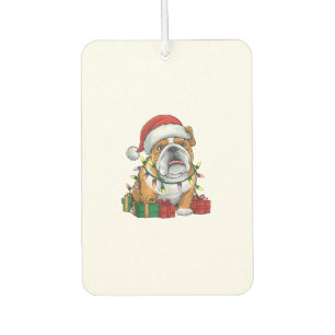 Xmas Lighting Weihnachtsmannmütze Englisch Bulldog Autolufterfrischer
