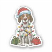 Xmas Lighting Weihnachtsmannmütze Englisch Pointer Aufkleber (Vorderseite)