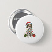Xmas Lighting Weihnachtsmannmütze Englisch Pointer Button (Vorne & Hinten)