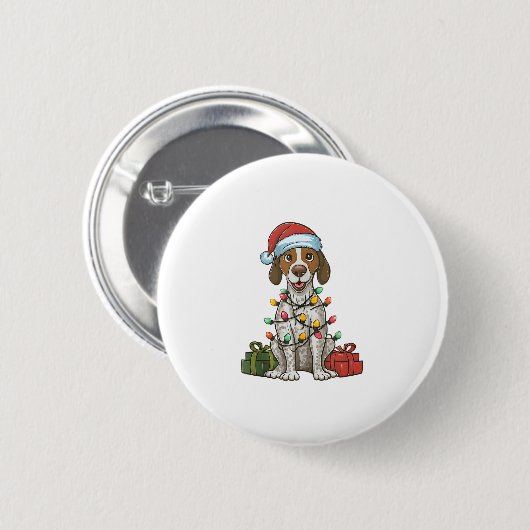 Xmas Lighting Weihnachtsmannmütze Englisch Pointer Button (Vorne & Hinten)