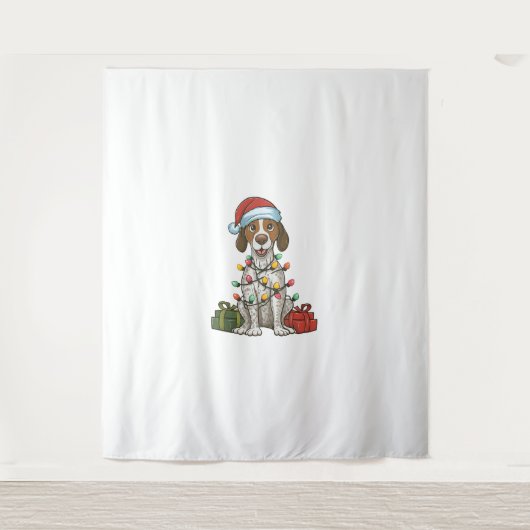 Xmas Lighting Weihnachtsmannmütze Englisch Pointer Wandteppich (Vorderseite)