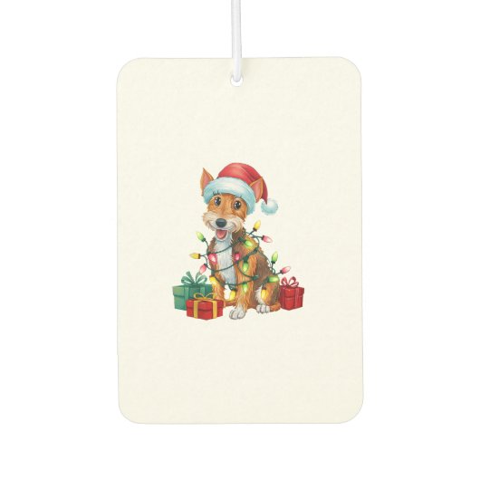 Xmas Lighting Weihnachtsmannmütze Fox Terrier Dog  Autolufterfrischer (Vorderseite)