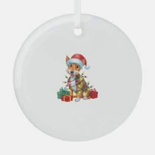 Xmas Lighting Weihnachtsmannmütze Fox Terrier Dog Ornament Aus Glas