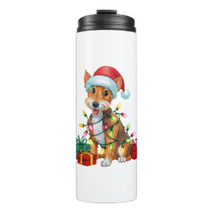 Xmas Lighting Weihnachtsmannmütze Fox Terrier Dog Thermosbecher