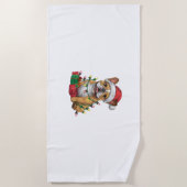 Xmas Lighting Weihnachtsmannmütze Französischer Bu Strandtuch (Vorderseite)