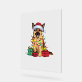 Xmas Lighting Weihnachtsmannmütze German Shepherd Acrylschild (Winkel)