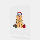 Xmas Lighting Weihnachtsmannmütze Golden Retriever Acrylschild (Winkel)