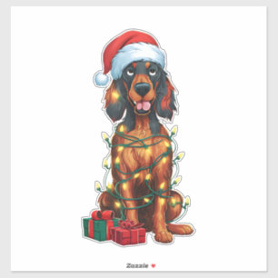 Xmas Lighting Weihnachtsmannmütze Gordon Setter Do Aufkleber