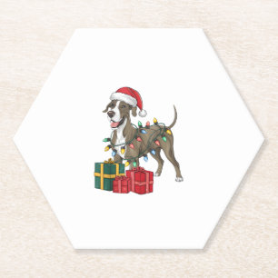 Xmas Lighting Weihnachtsmannmütze Great Dane Dog W Untersetzer