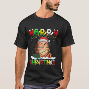 Xmas Lighting Weihnachtsmannmütze Igel Frohe Weihn T-Shirt