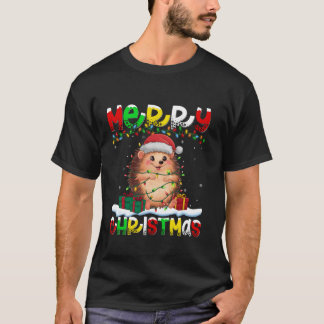 Xmas Lighting Weihnachtsmannmütze Igel Frohe Weihn T-Shirt