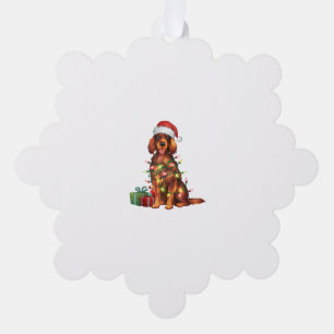 Xmas Lighting Weihnachtsmannmütze Irish Setter Dog Ornament Karte