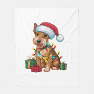 Xmas Lighting Weihnachtsmannmütze Irish Terrier Do Fleecedecke