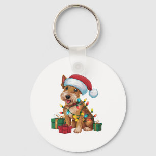 Xmas Lighting Weihnachtsmannmütze Irish Terrier Do Schlüsselanhänger