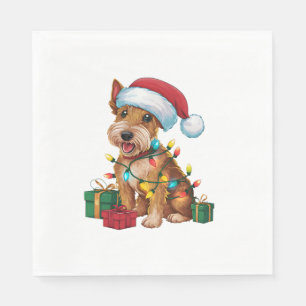 Xmas Lighting Weihnachtsmannmütze Irish Terrier Do Serviette