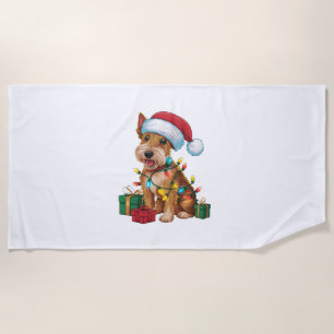 Xmas Lighting Weihnachtsmannmütze Irish Terrier Do Strandtuch