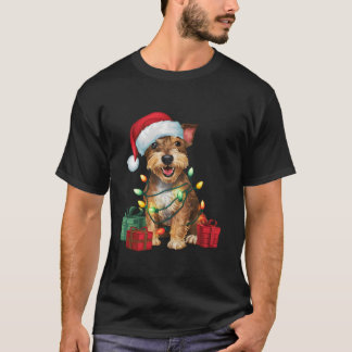 Xmas Lighting Weihnachtsmannmütze Jagdterers Dog W T-Shirt