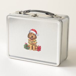 Xmas Lighting Weihnachtsmannmütze Labradoodle Dog  Metall Brotdose