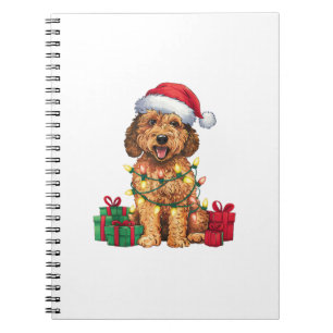 Xmas Lighting Weihnachtsmannmütze Labradoodle Dog Notizblock