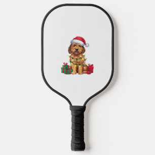 Xmas Lighting Weihnachtsmannmütze Labradoodle Dog Pickleball Schläger