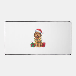 Xmas Lighting Weihnachtsmannmütze Labradoodle Dog Schreibtischunterlage