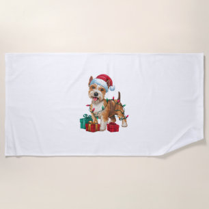 Xmas Lighting Weihnachtsmannmütze Lakeland Terrier Strandtuch