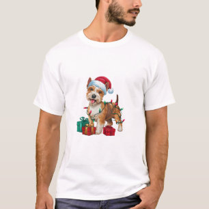Xmas Lighting Weihnachtsmannmütze Lakeland Terrier T-Shirt