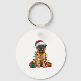 Xmas Lighting Weihnachtsmannmütze Leonberger Dog C Schlüsselanhänger