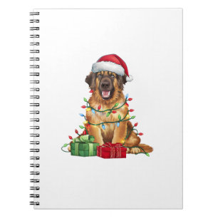 Xmas Lighting Weihnachtsmannmütze Leonberger Dog W Notizblock