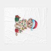 Xmas Lighting Weihnachtsmannmütze Malteser Hund We Fleecedecke (Vorderseite (Horizontal))