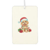 Xmas Lighting Weihnachtsmannmütze Maltipoo Dog Wei Autolufterfrischer (Vorderseite)