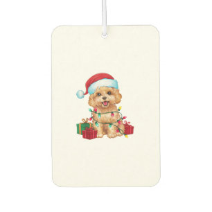 Xmas Lighting Weihnachtsmannmütze Maltipoo Dog Wei Autolufterfrischer