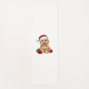 Xmas Lighting Weihnachtsmannmütze Maltipoo Dog Wei Yogamatte