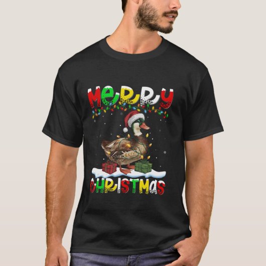 Xmas Lighting Weihnachtsmannmütze Muscovy Duck Bir T-Shirt (Vorderseite)