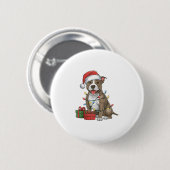 Xmas Lighting Weihnachtsmannmütze Pitbull Terrier  Button (Vorne & Hinten)
