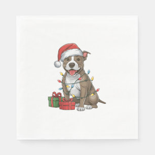 Xmas Lighting Weihnachtsmannmütze Pitbull Terrier Serviette