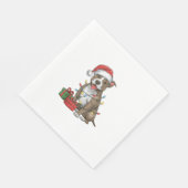 Xmas Lighting Weihnachtsmannmütze Pitbull Terrier Serviette (Ecke)